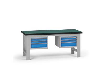 pracovni stul do dilny g8 1800 x 750 x 800 mm 2x kontejner 6 zasuvek modra 138299