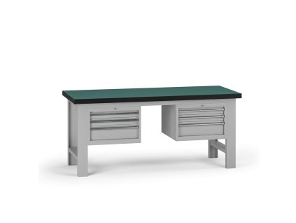 pracovni stul do dilny g8 1800 x 750 x 800 mm 2x kontejner 6 zasuvek seda 138300