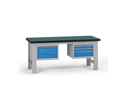 pracovni stul do dilny g8 1800 x 750 x 800 mm 2x kontejner 5 zasuvek modra 138305