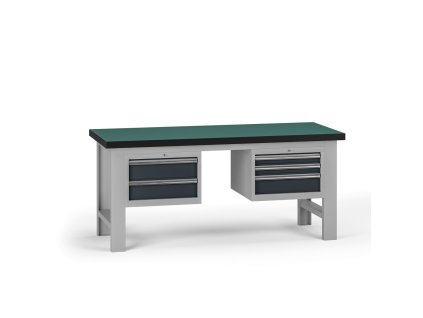 pracovni stul do dilny g8 1800 x 750 x 800 mm 2x kontejner 5 zasuvek grafit 138303