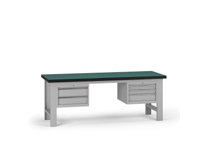 pracovni stul do dilny g8 2100 x 750 x 800 mm 2x kontejner 5 zasuvek seda 138003