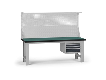 pracovni stul do dilny g8 s nastavbou 2100 x 750 x 800 mm 1x kontejner 3 zasuvky grafit 138052