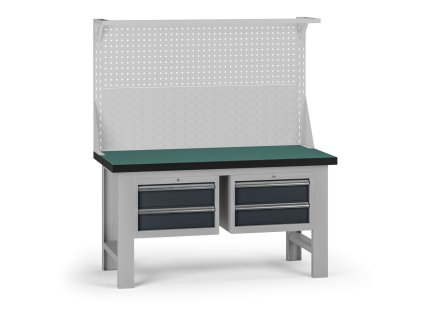 pracovni stul do dilny g8 s nastavbou 1500 x 750 x 800 mm 2x kontejner 4 zasuvky grafit 138250