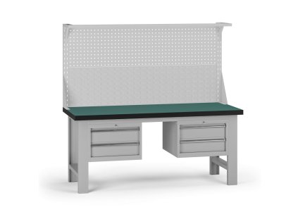 pracovni stul do dilny g8 s nastavbou 1800 x 750 x 800 mm 2x kontejner 4 zasuvky seda 138340