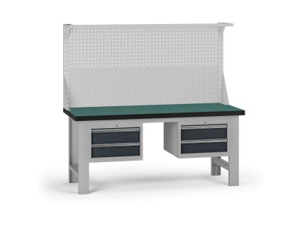 pracovni stul do dilny g8 s nastavbou 1800 x 750 x 800 mm 2x kontejner 4 zasuvky grafit 138341