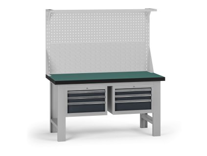 pracovni stul do dilny g8 s nastavbou 1500 x 750 x 800 mm 2x kontejner 6 zasuvek grafit 138253