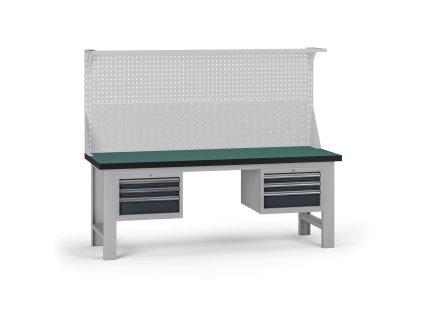 pracovni stul do dilny g8 s nastavbou 2100 x 750 x 800 mm 2x kontejner 6 zasuvek seda 138108