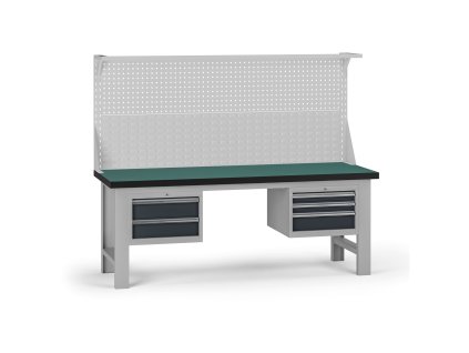 pracovni stul do dilny g8 s nastavbou 2100 x 750 x 800 mm 2x kontejner 5 zasuvek grafit 138112