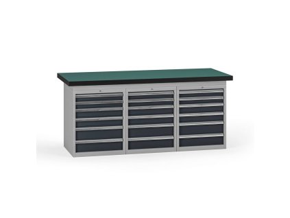 pracovni stul do dilny 1800 x 750 x 800 mm 3x kontejner 18 zasuvek grafit 139367