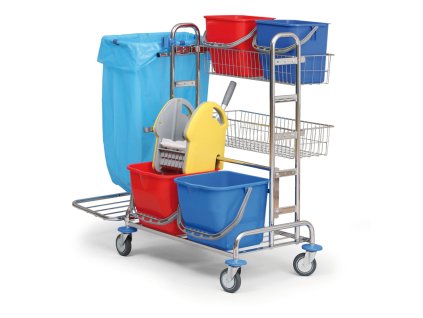 profesionalni uklidovy vozik dvojkbelikovy pro kompletni uklid 70 x 110 x 130 cm 2069
