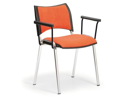 konferencni zidle smart chromovane nohy s podruckami oranzova 917