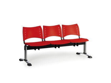 plastova lavice do cekaren visio 3 sedak cervena chromovane nohy 25339