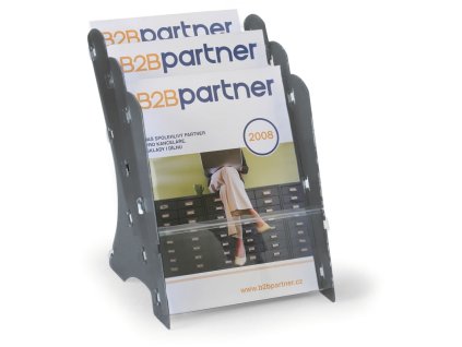 stolni plastovy zasobnik na prospekty 3 x a4 sedy 116390