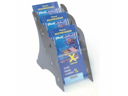 stolni plastovy stojan na prospekty 3 x a5 sedy 116692