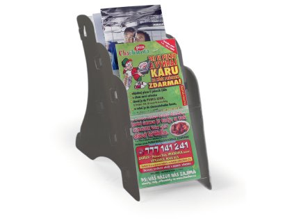 stolni plastovy stojan na prospekty 3 x dl sedy 116674