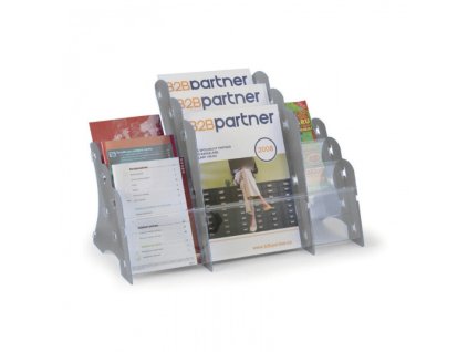 stolni plastovy stojan na prospekty 3 x a4 3 x a5 3 x dl sedy 116685