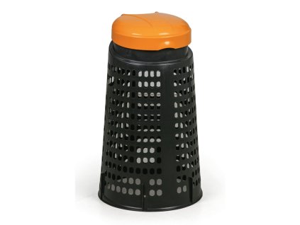 plastovy odpadkovy kos na 120 l pytle cerny oranzove viko 25704