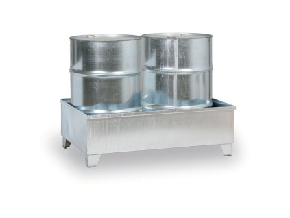 pozinkovana zachytna vana na nohach pro 2 sudy objem 240 l 14228