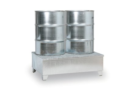 pozinkovana zachytna vana s rostem na nohach pro 2 sudy objem 240 l 2341