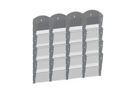 nastenny plastovy zasobnik na prospekty 4 x 4 a5 sedy 116595