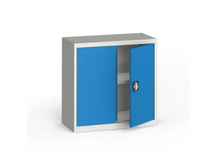 plechova policova skrin na naradi kovona 800 x 800 x 400 mm 1 police seda modra 113413