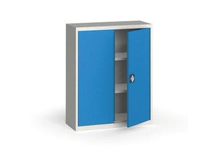 plechova policova skrin na naradi kovona 1150 x 950 x 400 mm 2 police seda modra 12829