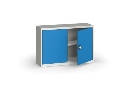 plechova policova skrin na naradi kovona 800 x 1200 x 400 mm 1 police seda modra 12834
