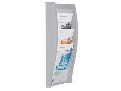 nastenny plastovy zasobnik na prospekty 5x dl sedy 116393