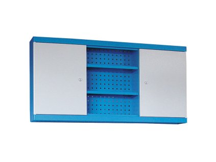 zavesna skrinka do dilny gd 600 x 1190 x 200 mm 2 dvere perforovany panel na naradi 6 polic modra 7733