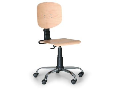 dilenska pracovni drevena zidle na koleckach ocelovy kriz kolecka 3715