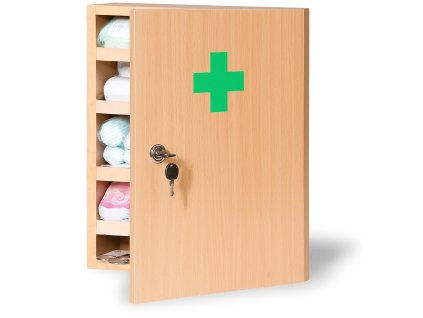 drevena nastenna lekarnicka 43x30x14 cm buk bez naplne 132965