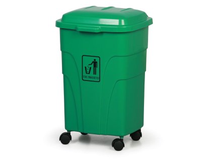 plastovy odpadkovy kos na trideni odpadu na koleckach 70 litru zeleny 4183