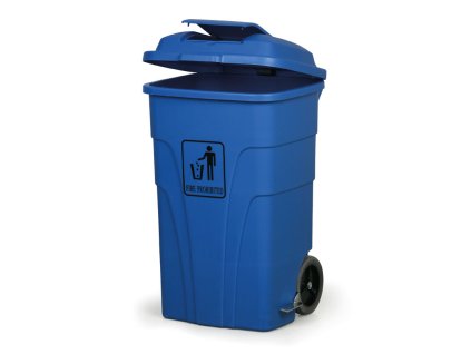 plastovy odpadkovy kos na koleckach kos 120 l modry 1084