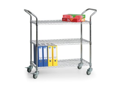 chromovany policovy vozik s dratenymi policemi 4220