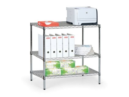 chromovany regal s dratenymi policemi 900 x 900 x 450 mm 4222