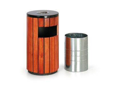 venkovni odpadkovy kos s popelnikem 400 x 400 x 755 mm cerna dezen dreva 4236