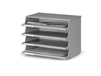 plastovy zasobnik na dokumenty 4 prihradky spojovatelny seda 113296