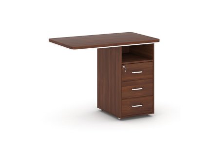 pristavny stul se zasuvkovym kontejnerem arristo lux 3 zasuvky pravy 1000 mm orech 53400