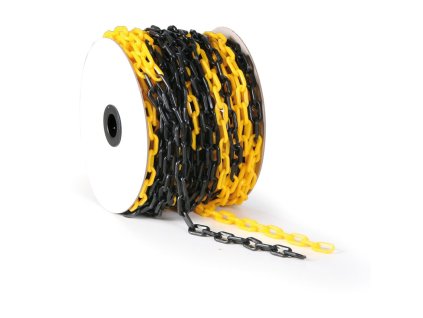 plastovy retez k zahrazovacim sloupkum delka 50 m cernozluty 7323