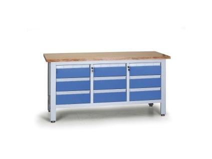 pracovni stul do dilny expert 9 zasuvek 1690 x 600 x 860 900 mm modra 8247