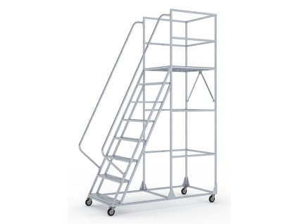 pojizdny ocelovy zebrik s plosinou 8 pricek vyska plosiny 2 m 23360