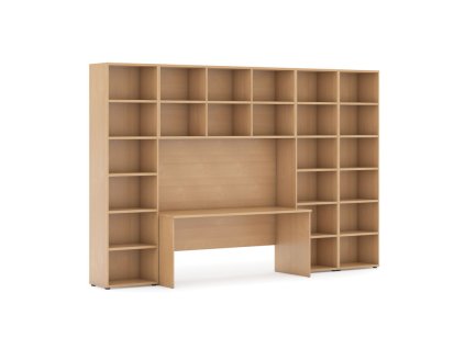 sestavy knihoven integro se stolem vyssi sirsi 3550 x 700 400 x 2300 mm buk 15409