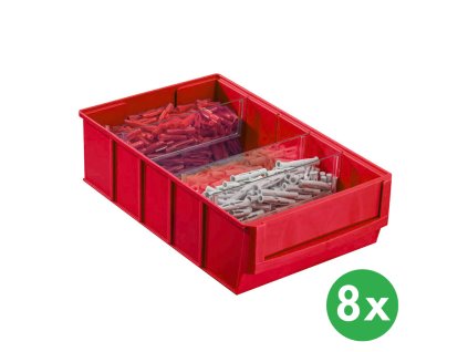 plastovy regalovy box shelfbox typ d 183 x 300 x 81 mm 8 ks cerveny 115252