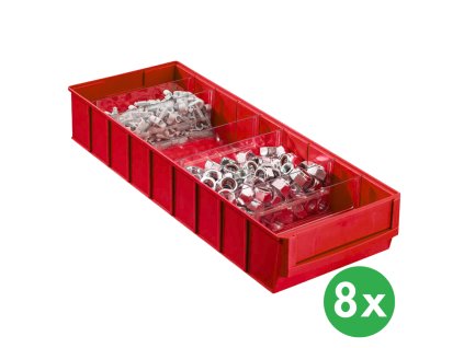 plastovy regalovy box shelfbox typ f 183 x 500 x 81 mm 8 ks cerveny 115238