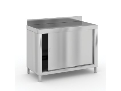 nerezovy stul se skrini s posuvnymi dvermi 1200 x 600 x 850 mm 93939