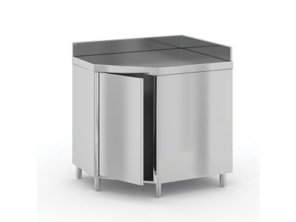 rohovy nerezovy stul se skrinkou 1000 x 600 x 850 mm 93947