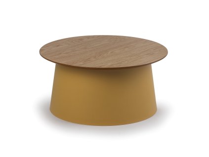 plastovy kavovy stolek seta s drevenou deskou prumer 69 cm dub okrova 121828