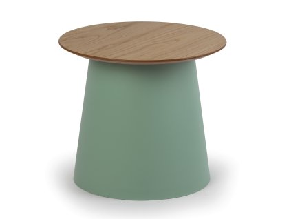 plastovy kavovy stolek seta s drevenou deskou prumer 49 cm dub zelena 121825