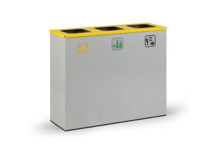 kos na trideny odpad 3x 50 l stojan na odpadkove pytle seda zluta 104723