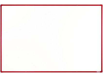 bila magneticka popisovaci tabule s keramickym povrchem boardok 1800 x 1200 mm cerveny ram 16441